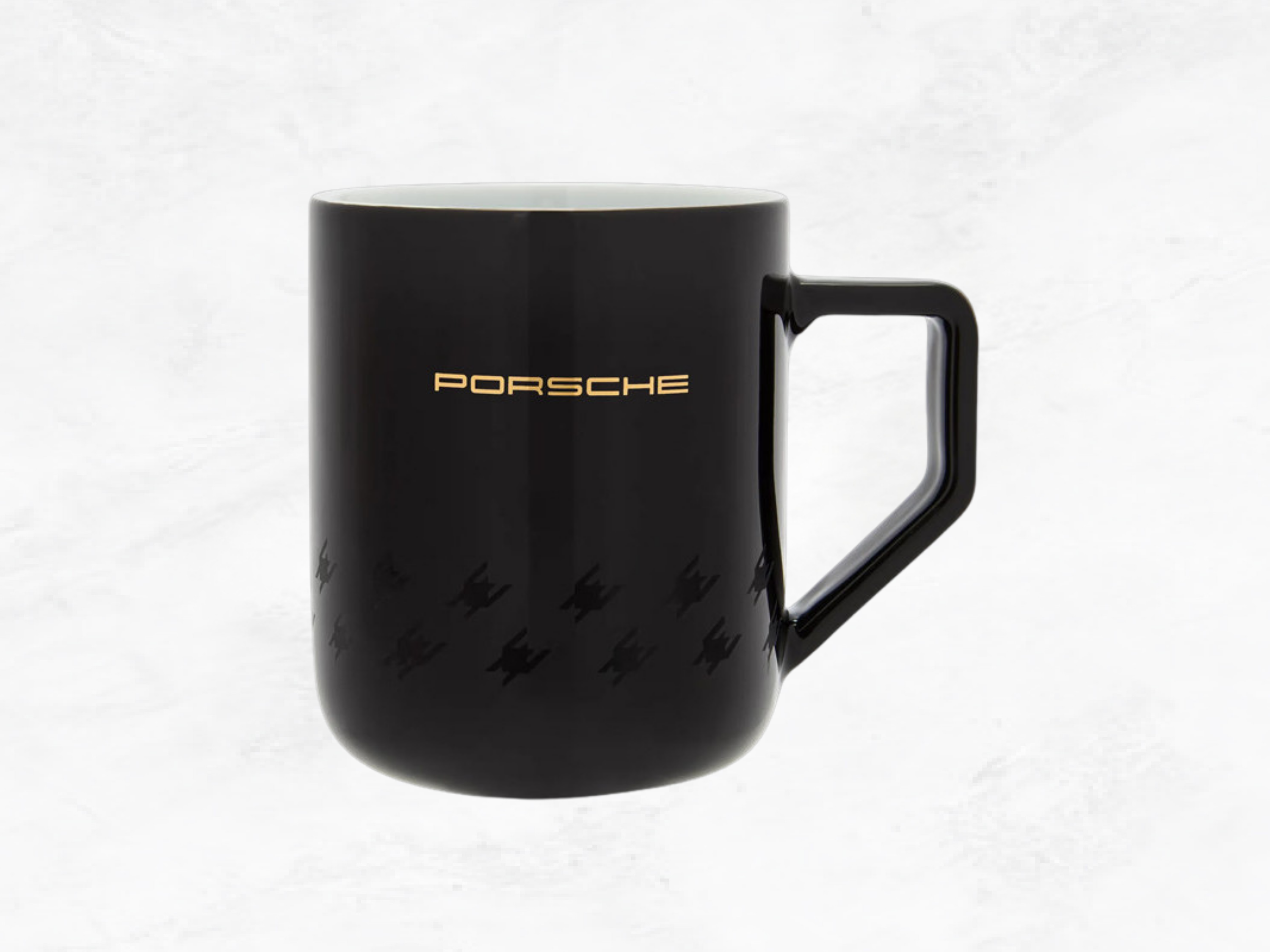 Porsche Pepita Porcelain Mug | Black & Gold | Houndstooth | 320ml