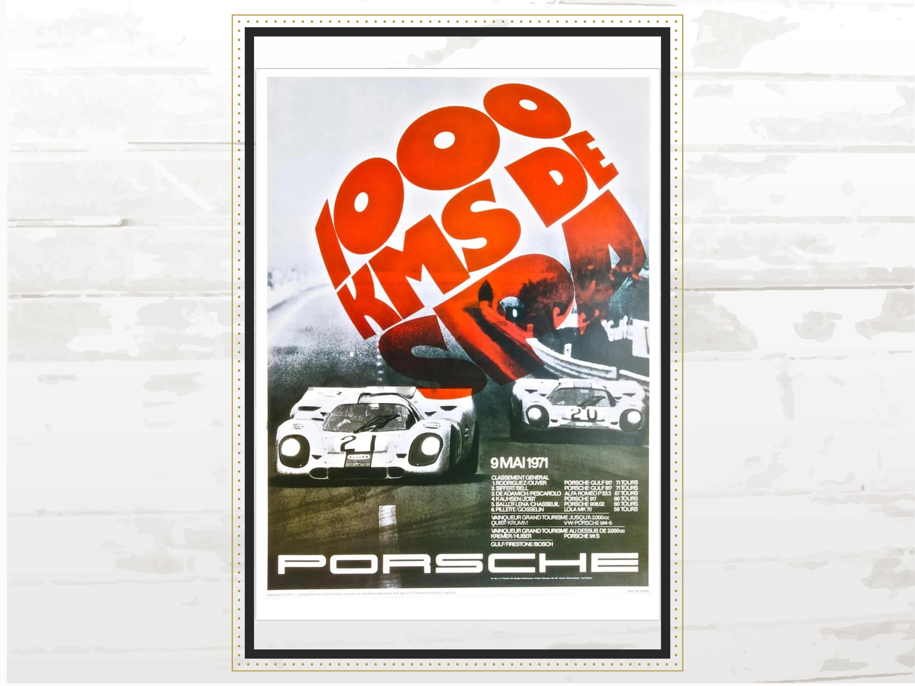 Porsche Poster, 1000 km SPA 1971 , Model 917 and 908 at 1000 km race, SPA circuit