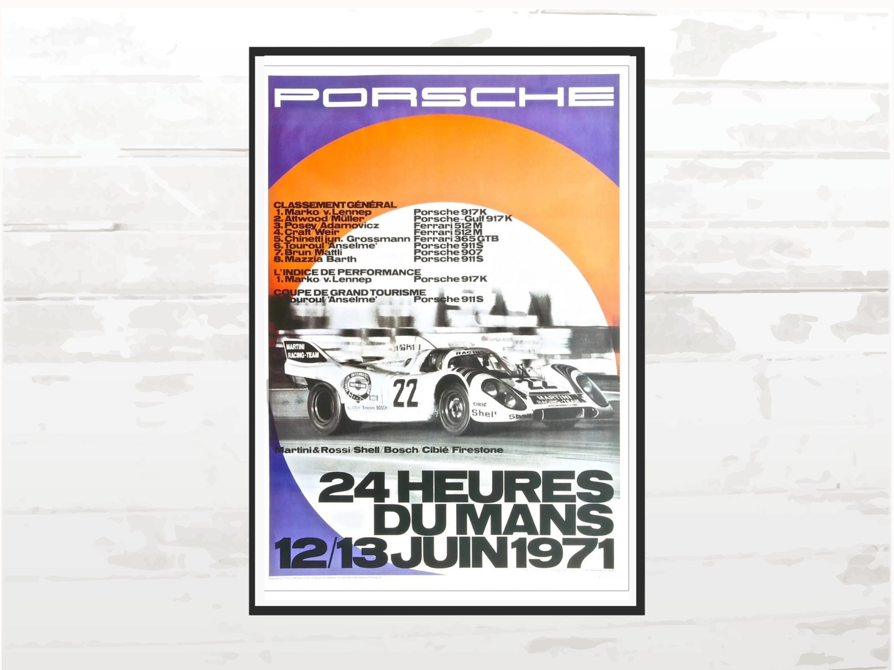 Porsche Poster 24 Hours of Le Mans 1971, Classic Racing Memorabilia