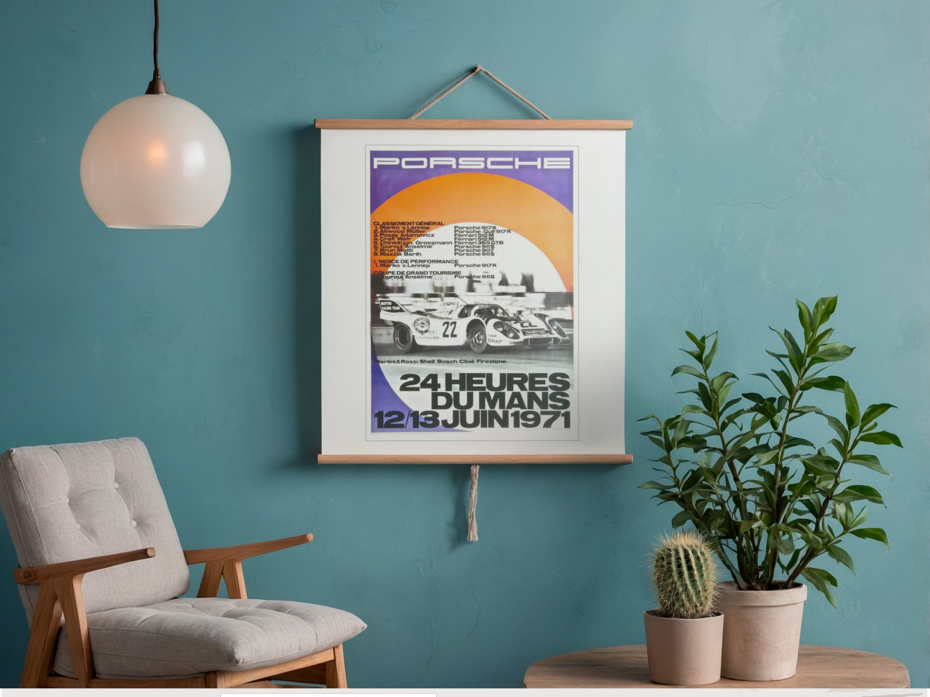 Porsche Poster 24 Hours of Le Mans 1971, Classic Racing Memorabilia