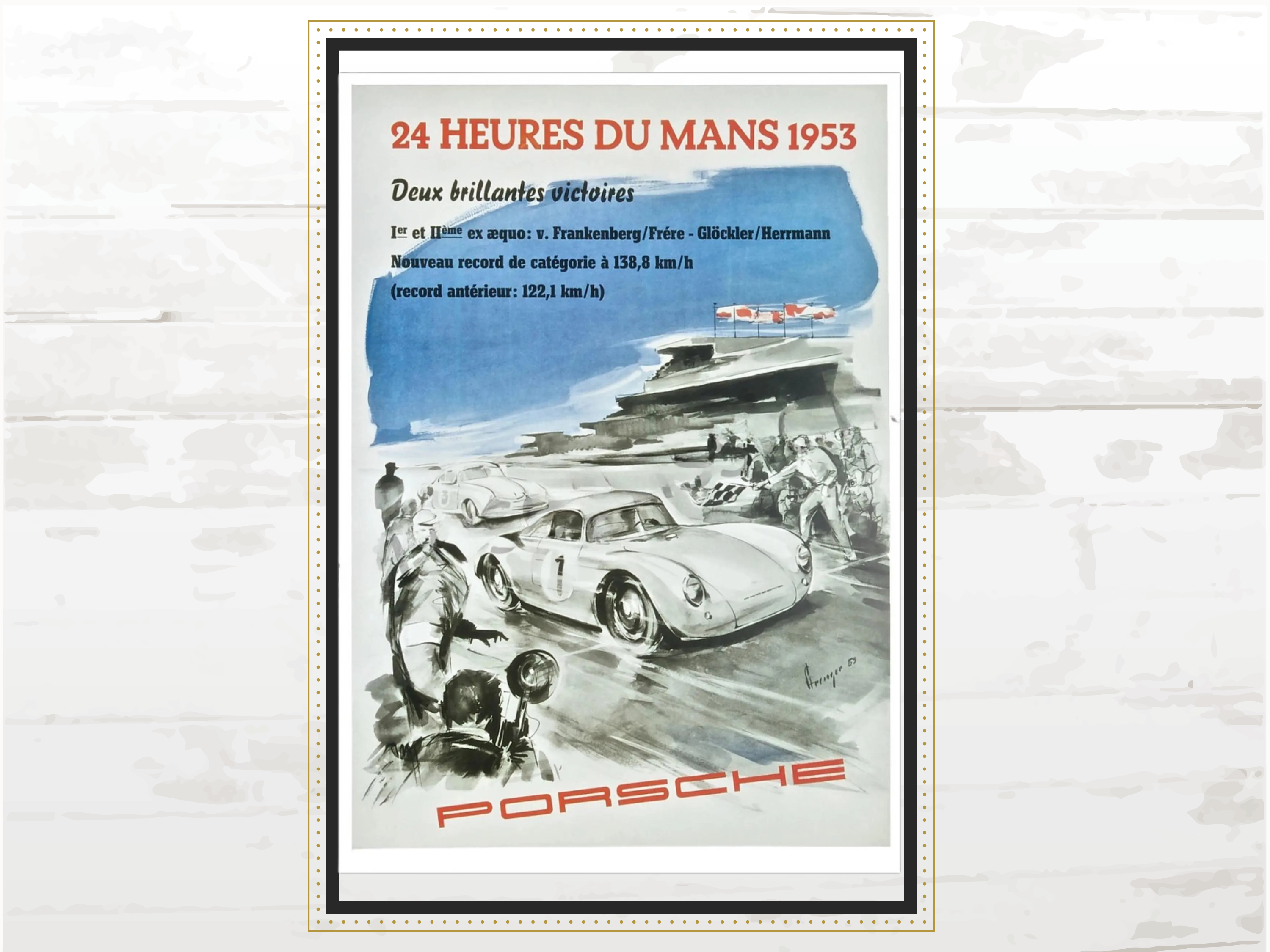 Porsche Poster 24 hr le Mans 1953, Racing memorabilia
