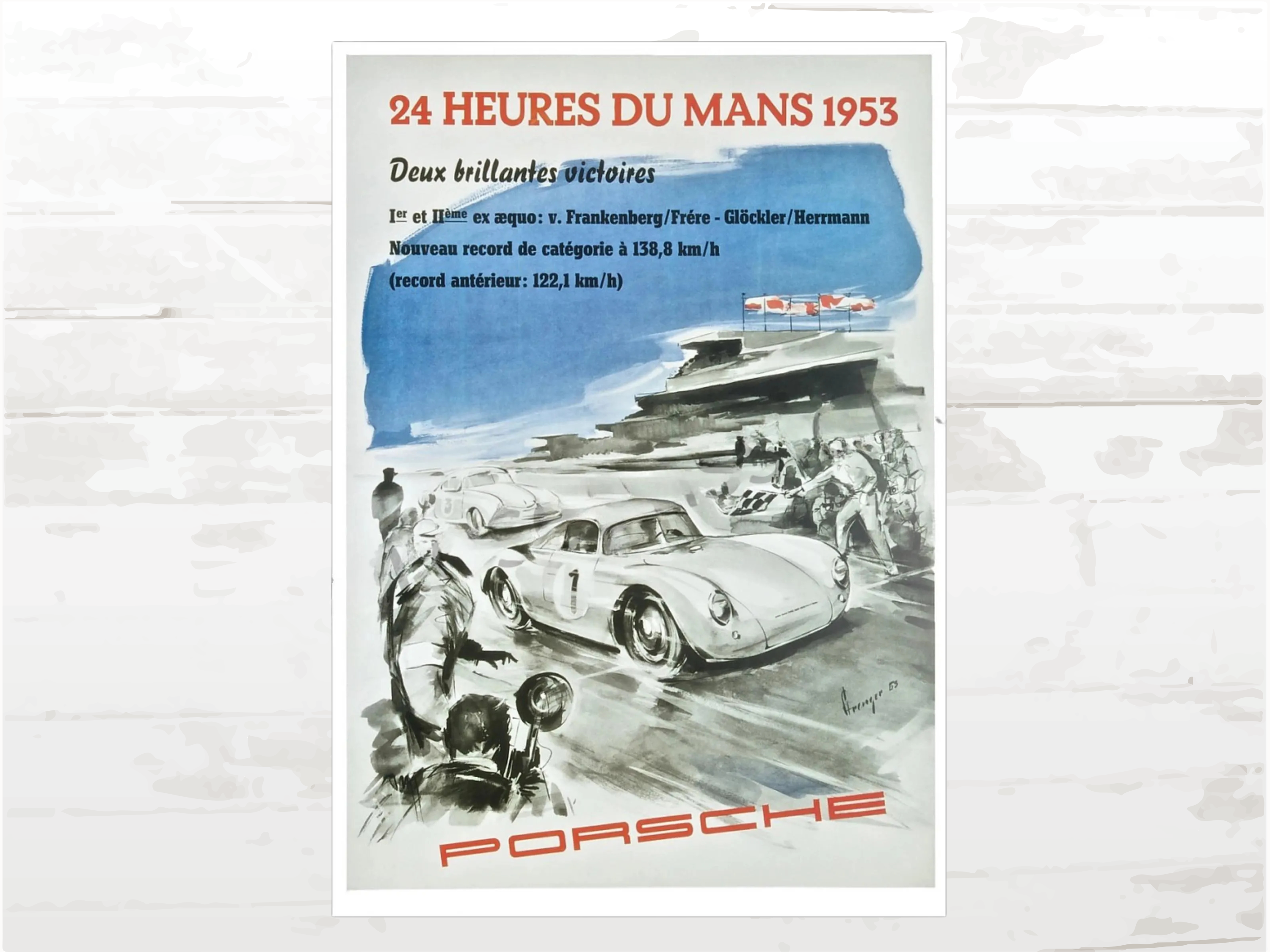 Porsche Poster 24 hr le Mans 1953, Racing memorabilia
