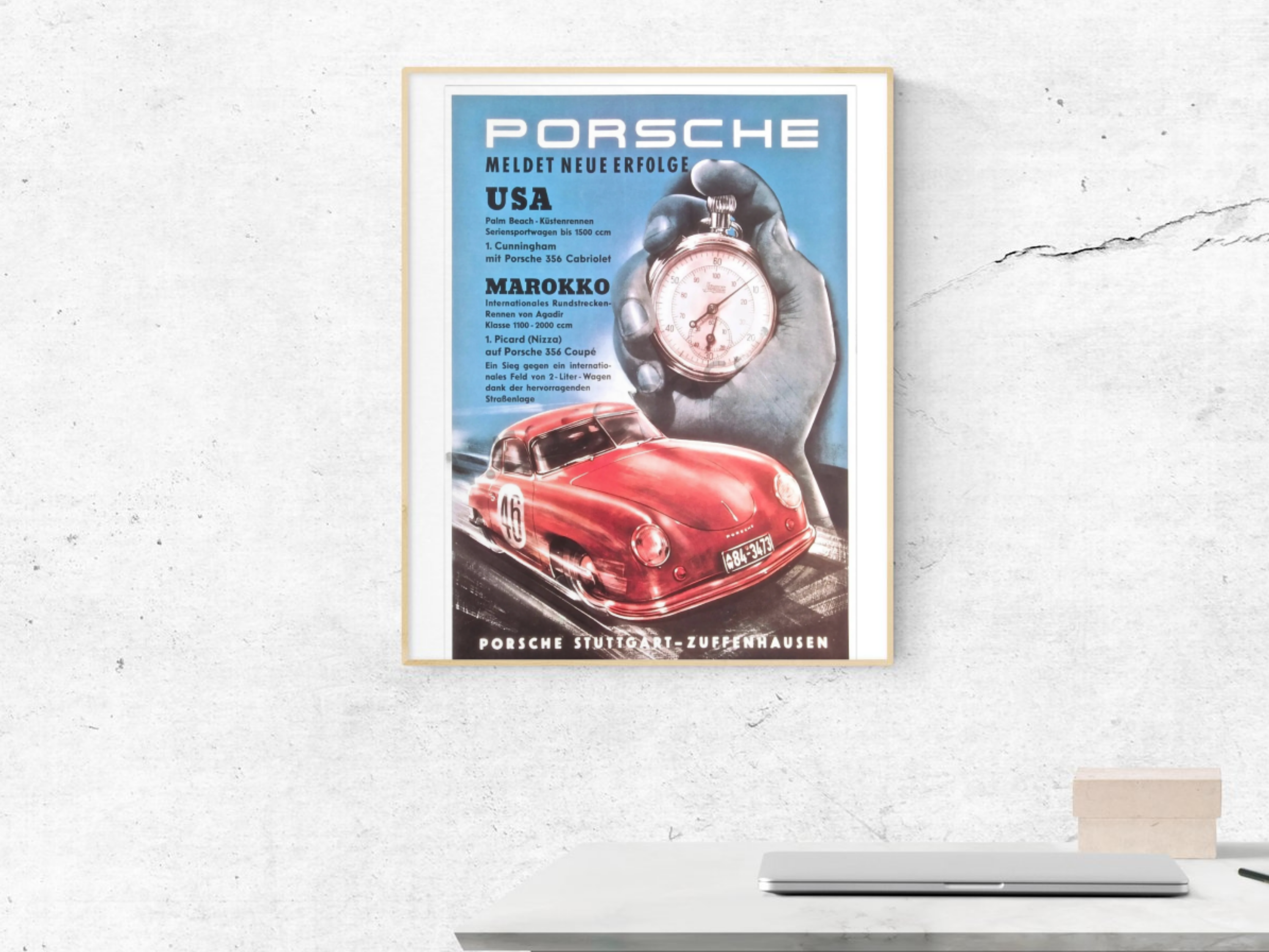 Porsche Poster 356 Cabriolet: USA/Morocco Victories