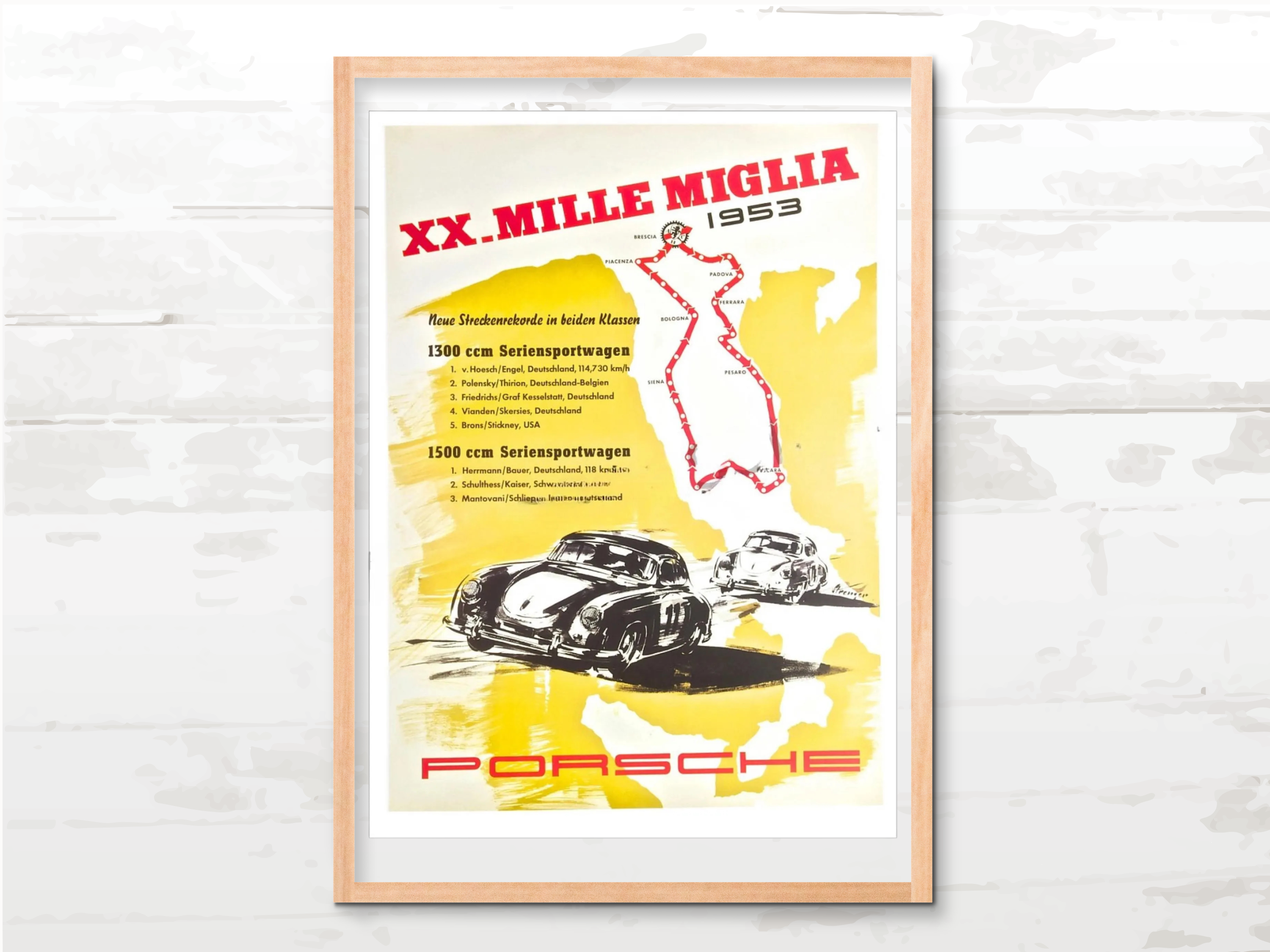 Porsche Poster 356 Mille Miglia: 1953 Italy Racing Model, Memorabilia