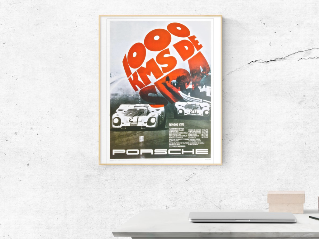 Porsche Poster, 1000 km SPA 1971 , Model 917 and 908 at 1000 km race, SPA circuit