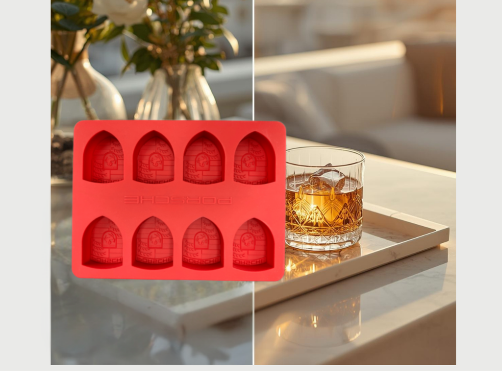 Porsche Ice Cube Tray Red  | Silicone Mold (8-Cavity)  | Porsche Barware Gift
