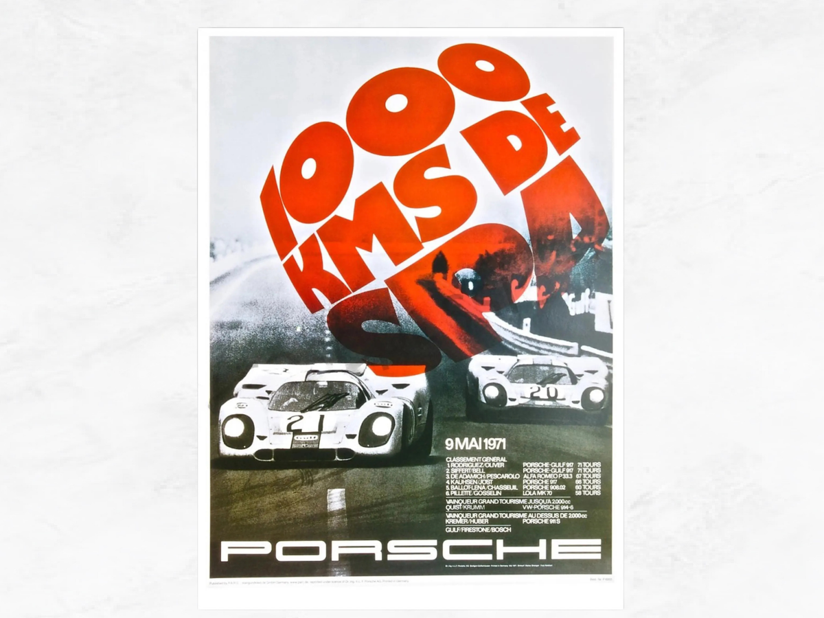 Porsche Poster – 1000 KM Spa 1971 | 917 & 908 | Racing Memorabilia | 70x50 cm