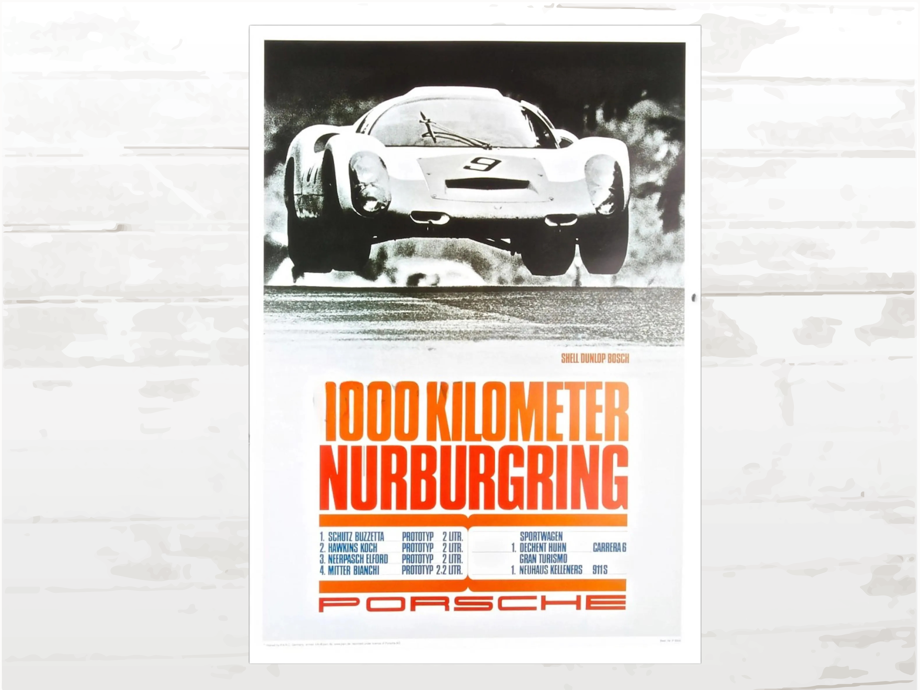 Porsche Poster 1000 km Nurburgring, Racing Memorabilia