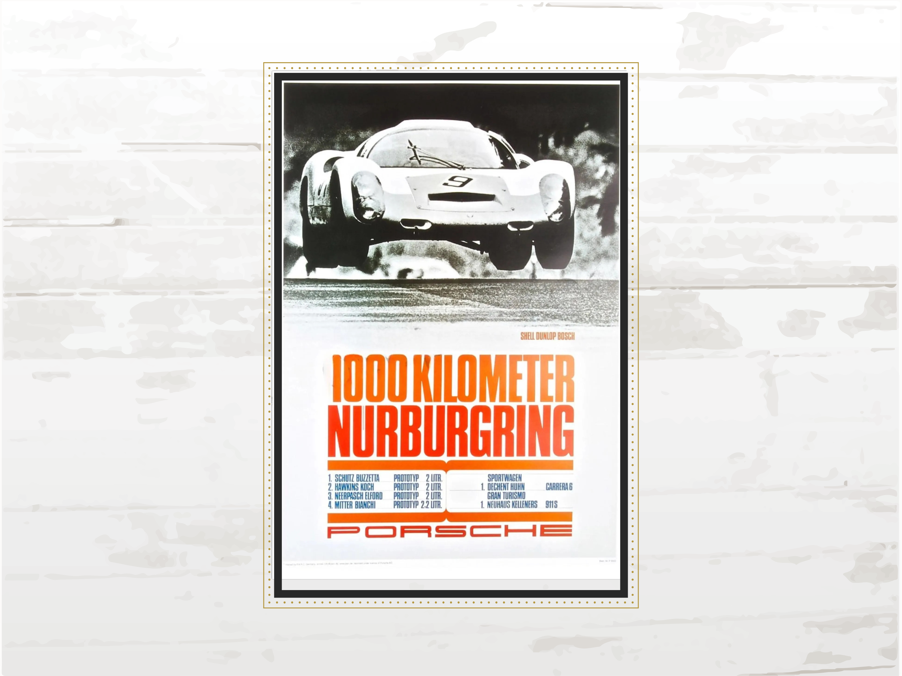 Porsche Poster 1000 km Nurburgring, Racing Memorabilia