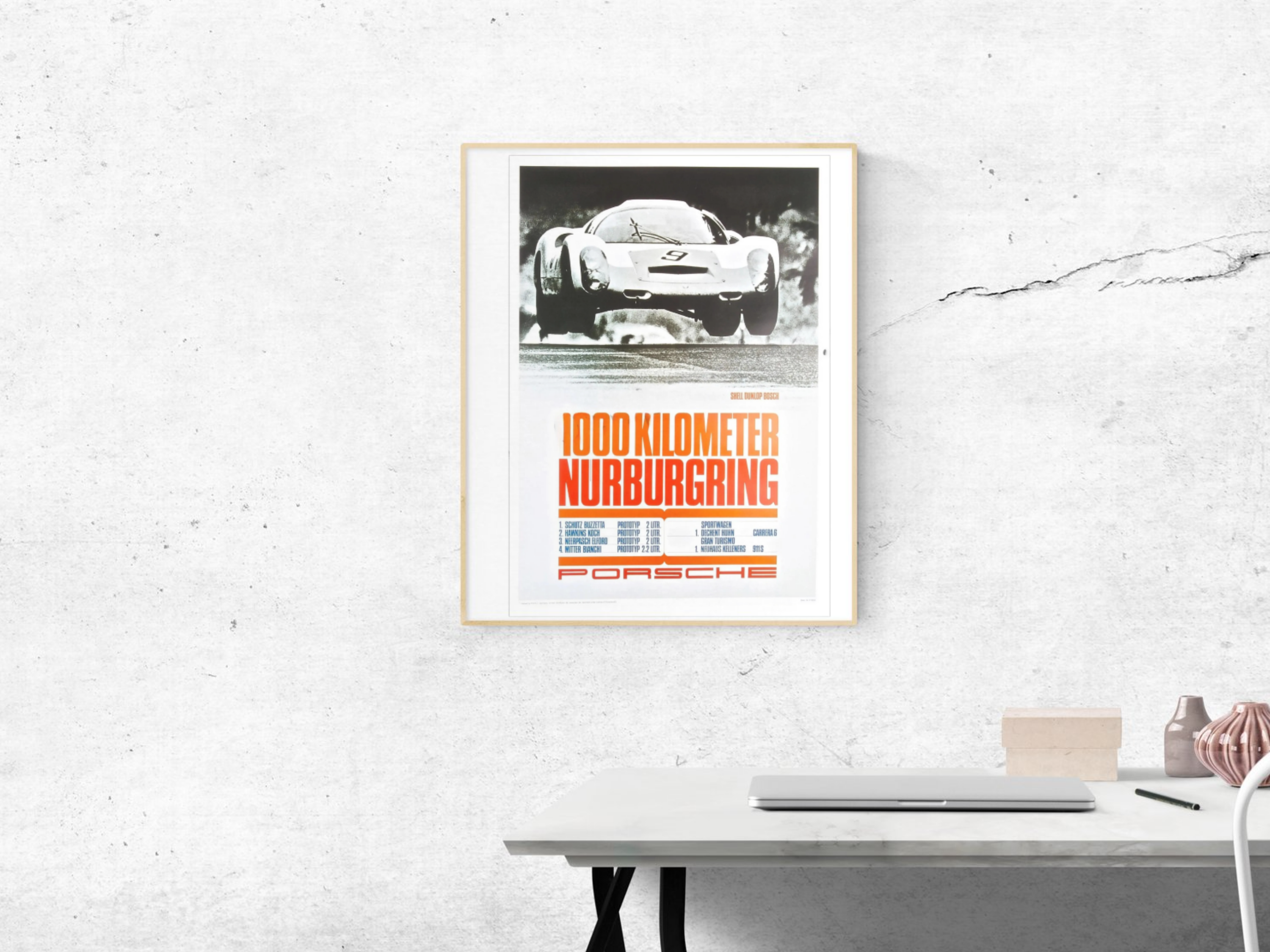 Porsche Poster 1000 km Nurburgring, Racing Memorabilia