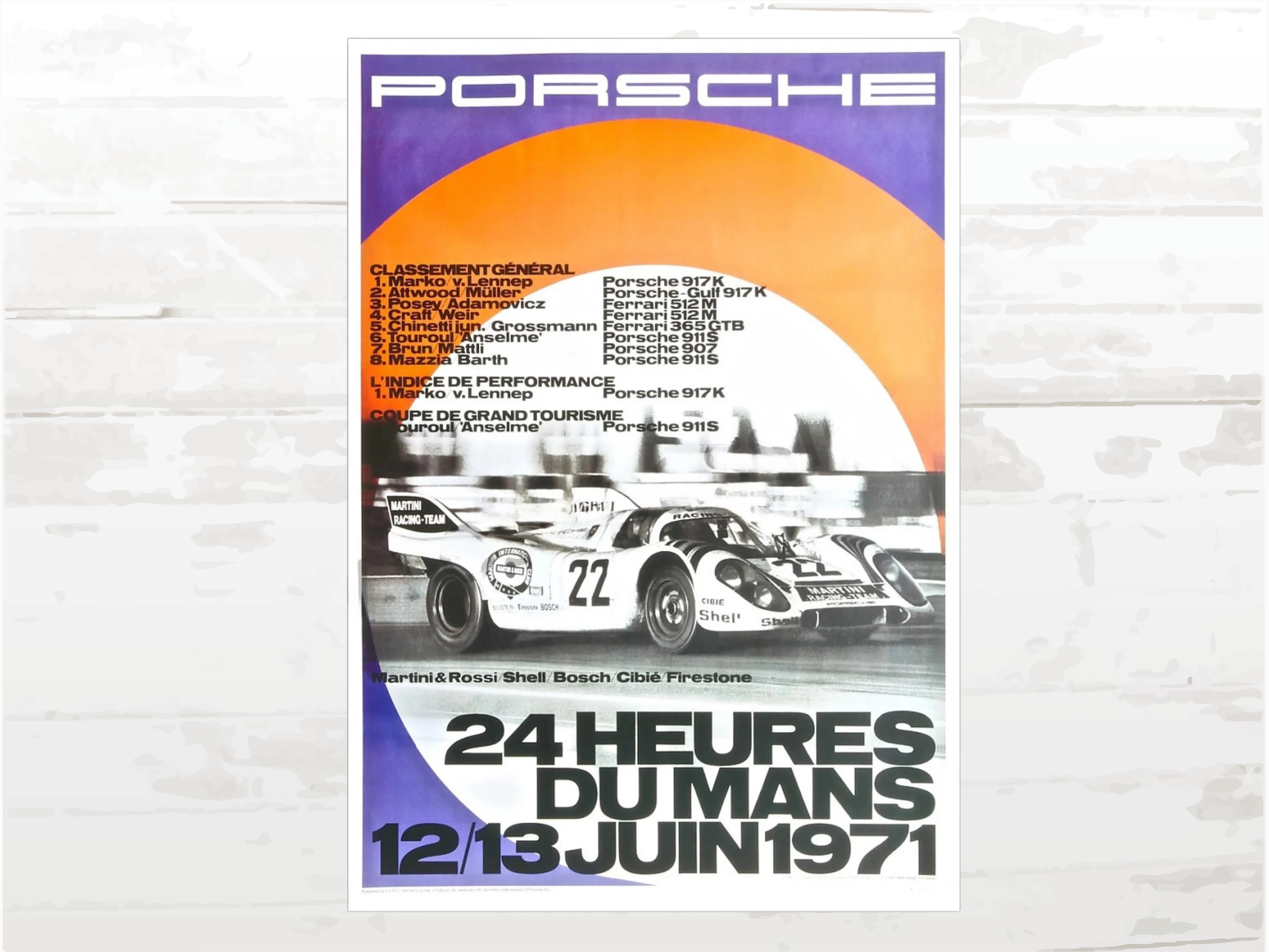Porsche Poster 24 Hours of Le Mans 1971, Classic Racing Memorabilia