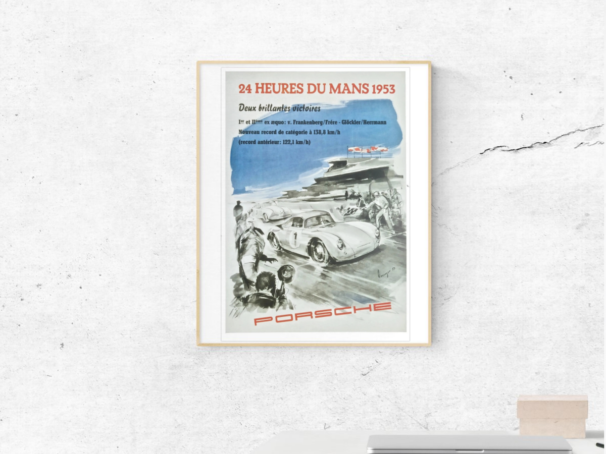 Porsche Poster Le Mans 1953  | Classic Motorsport Print | 70x50 cm