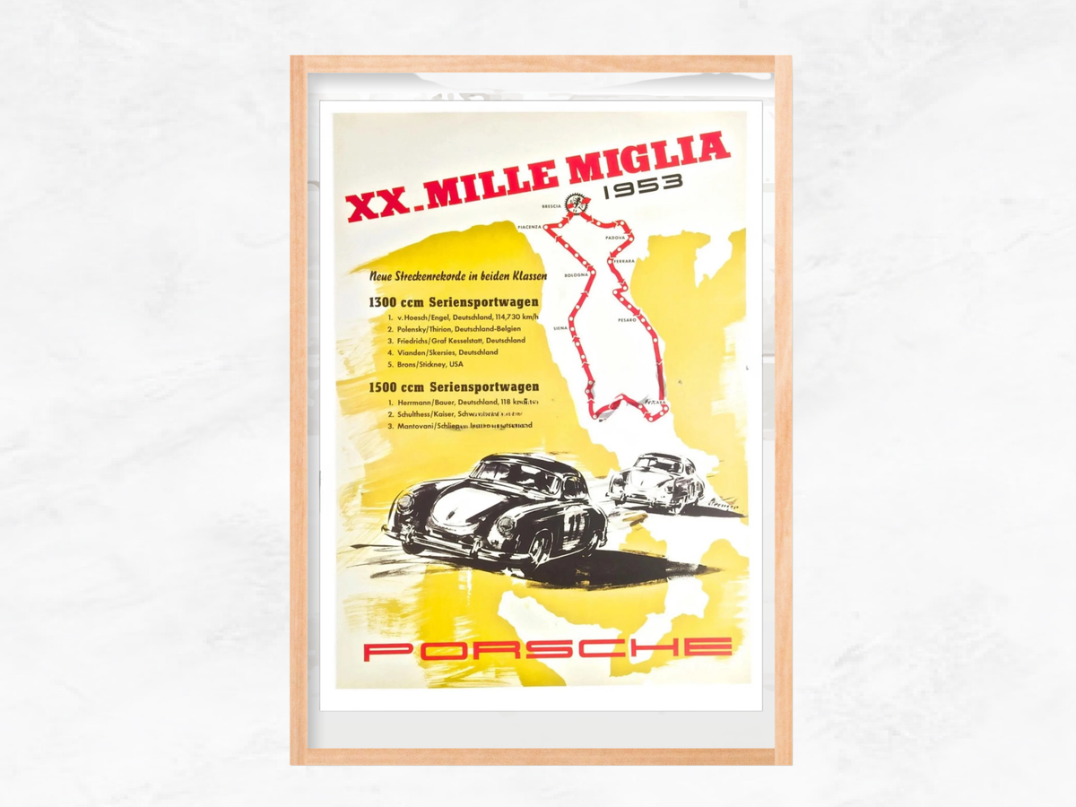 Porsche Poster – 356 Mille Miglia 1953 | Italy Racing Art | 70x50 cm