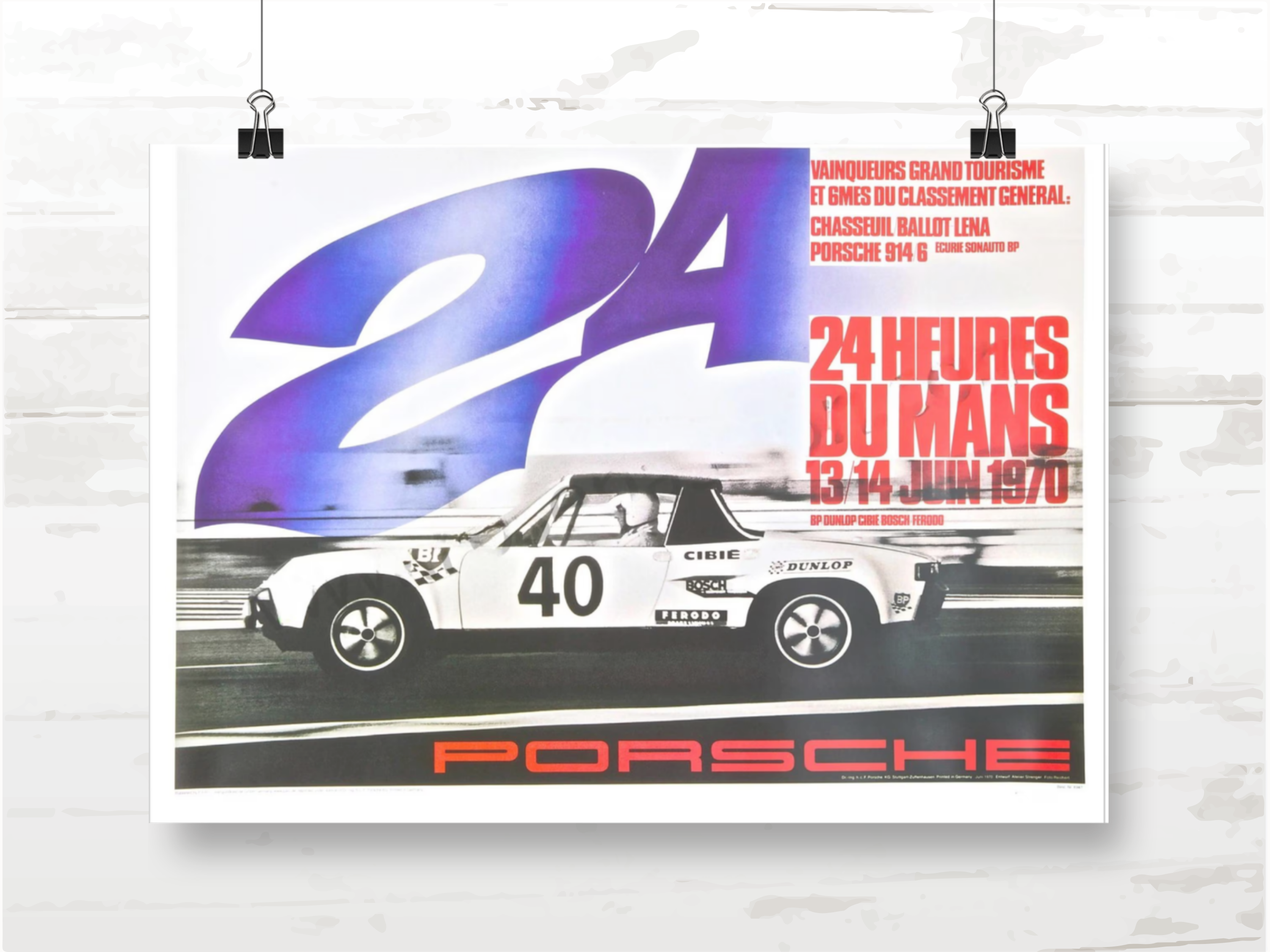 Porsche Poster 914/6 GT  24H  Le Mans 1970, the Grand Touring class winner