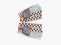 Racing Driving Gloves Fingerless Blue Orange | Checkered Flag | Italian Leather