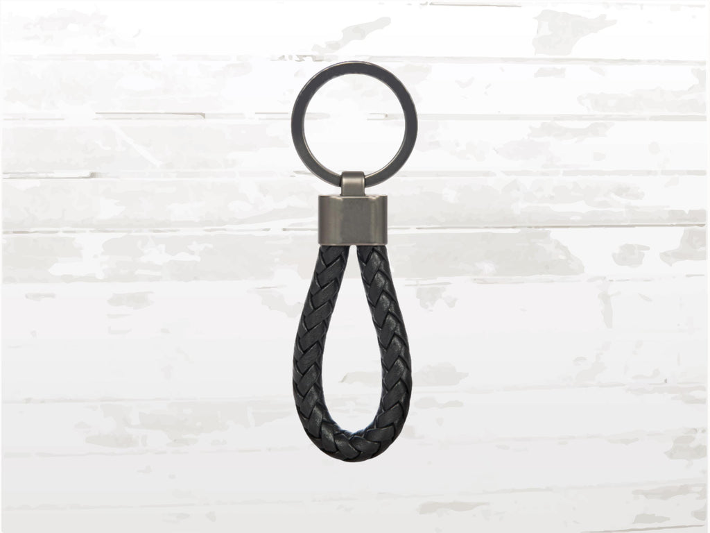 Porsche Design Leather Keyring: Woven leather Black Cord, Gift Box