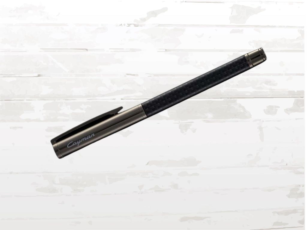 Porsche Cayman Rollerball Pen: Carbon Fiber Design, Dark Grey Metallic