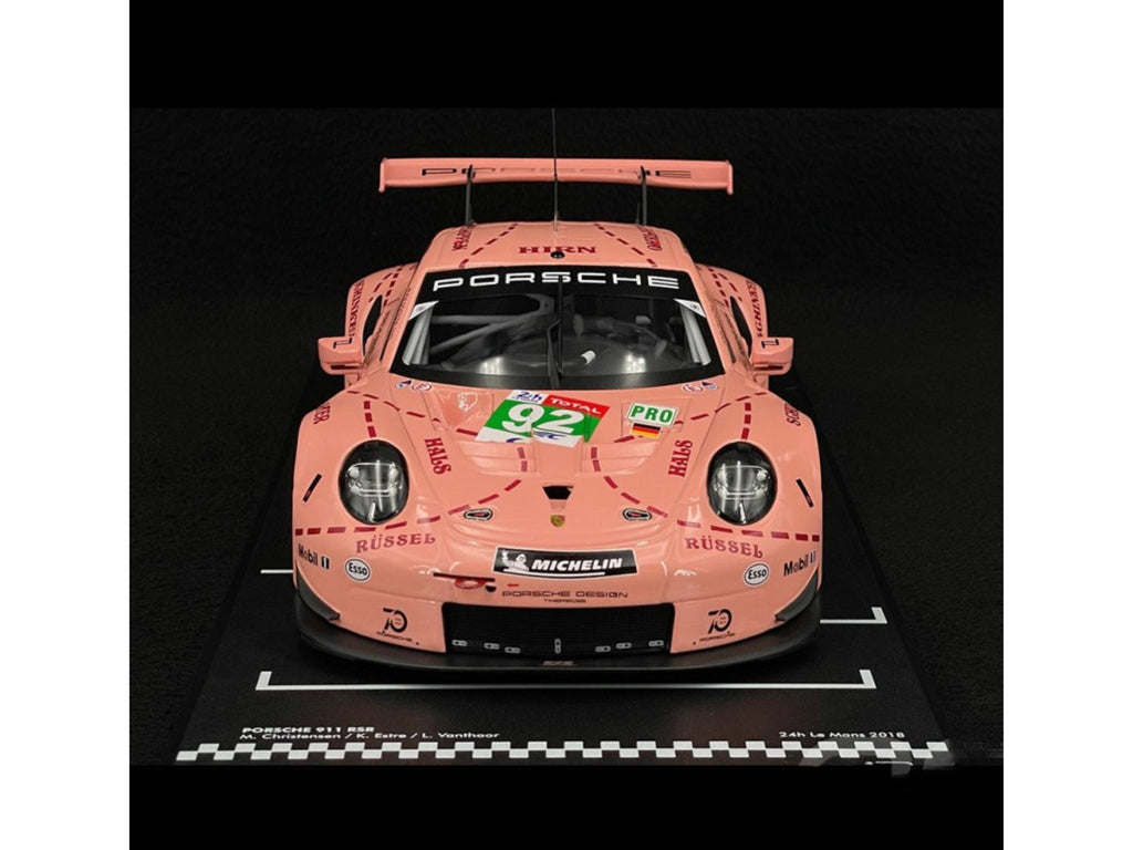 Porsche 911 RSR Pink Pig 2018 Le Mans Winner, 1:18 Diecast Collector Model, Pink Pig Motorsport Car
