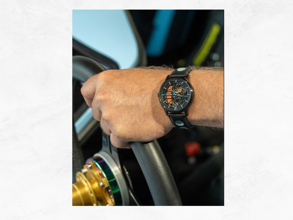 Pierre Lannier Automatic Motorsport Watch, Skeleton Dial, Double Leather Strap, Racing Collector Gift