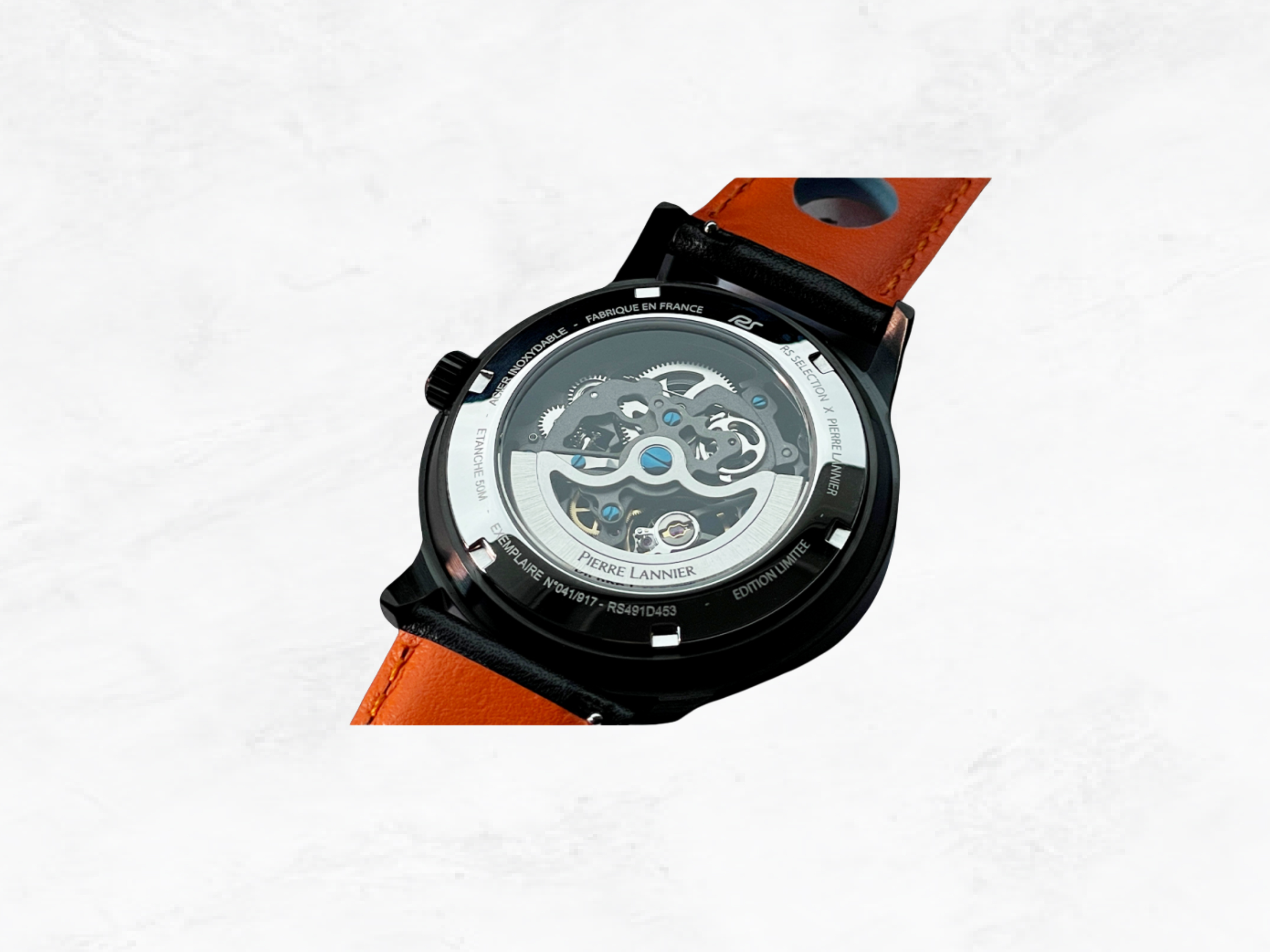 Pierre Lannier Automatic Motorsport Watch, Skeleton Dial, Double Leather Strap, Racing Collector Gift