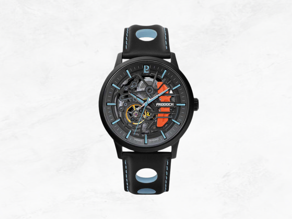 Pierre Lannier Automatic Motorsport Watch, Skeleton Dial, Double Leather Strap, Racing Collector Gift