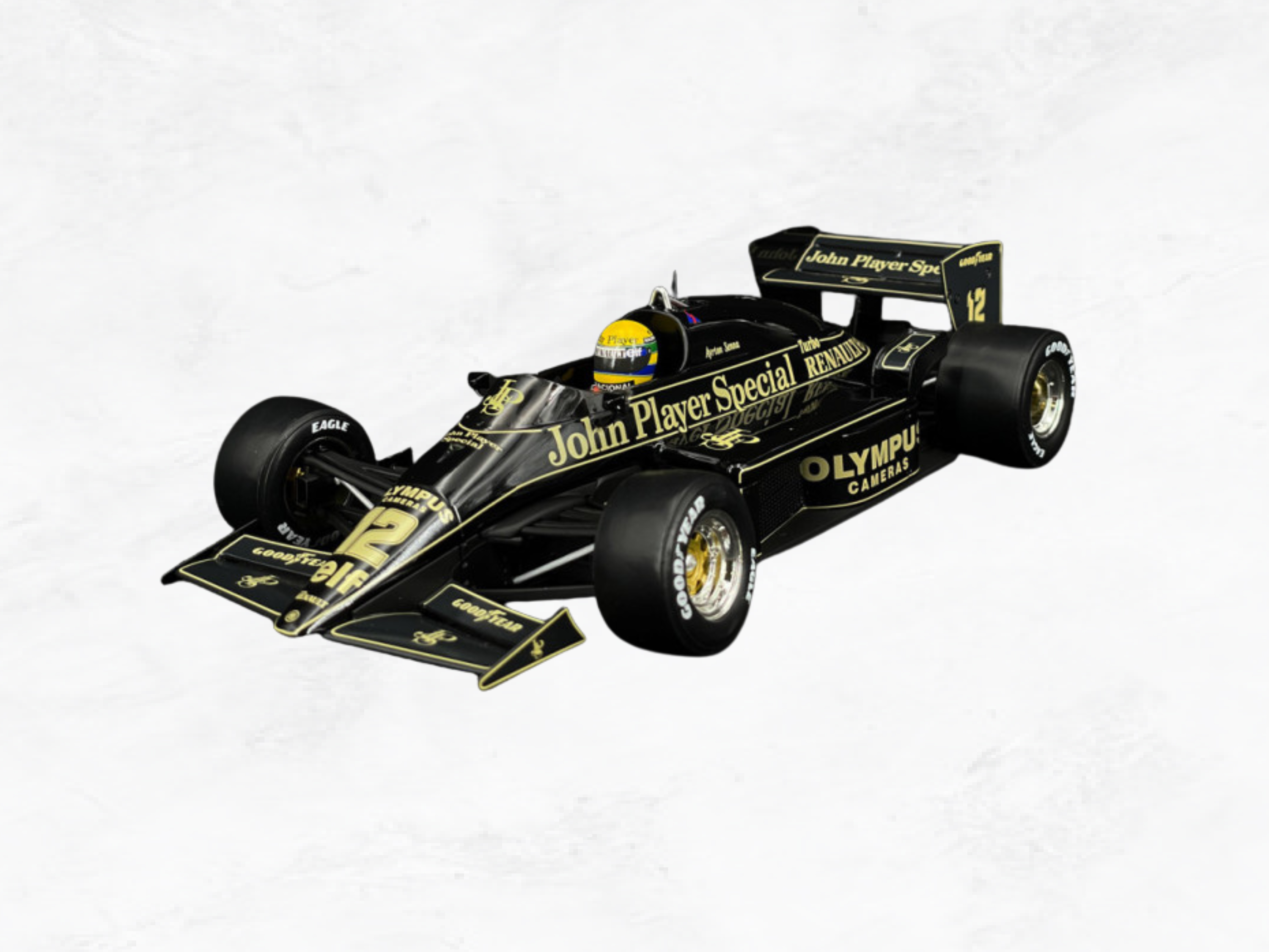 Ayrton Senna Lotus 97T Monaco 1985, 1:18 Scale Model, Black Gold JPS Livery, Opening Hood
