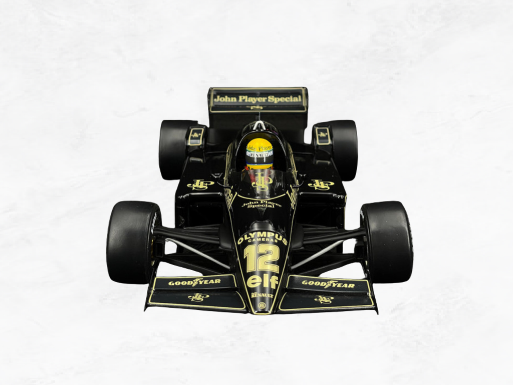 Ayrton Senna Lotus 97T Monaco 1985, 1:18 Scale Model, Black Gold JPS Livery, Opening Hood