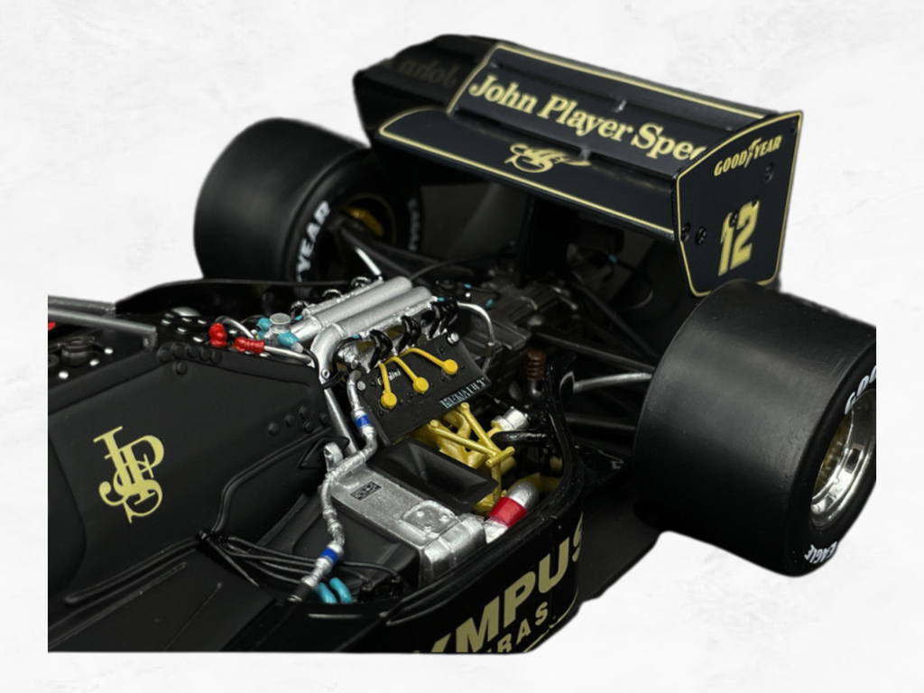Ayrton Senna Lotus 97T Monaco 1985, 1:18 Scale Model, Black Gold JPS Livery, Opening Hood