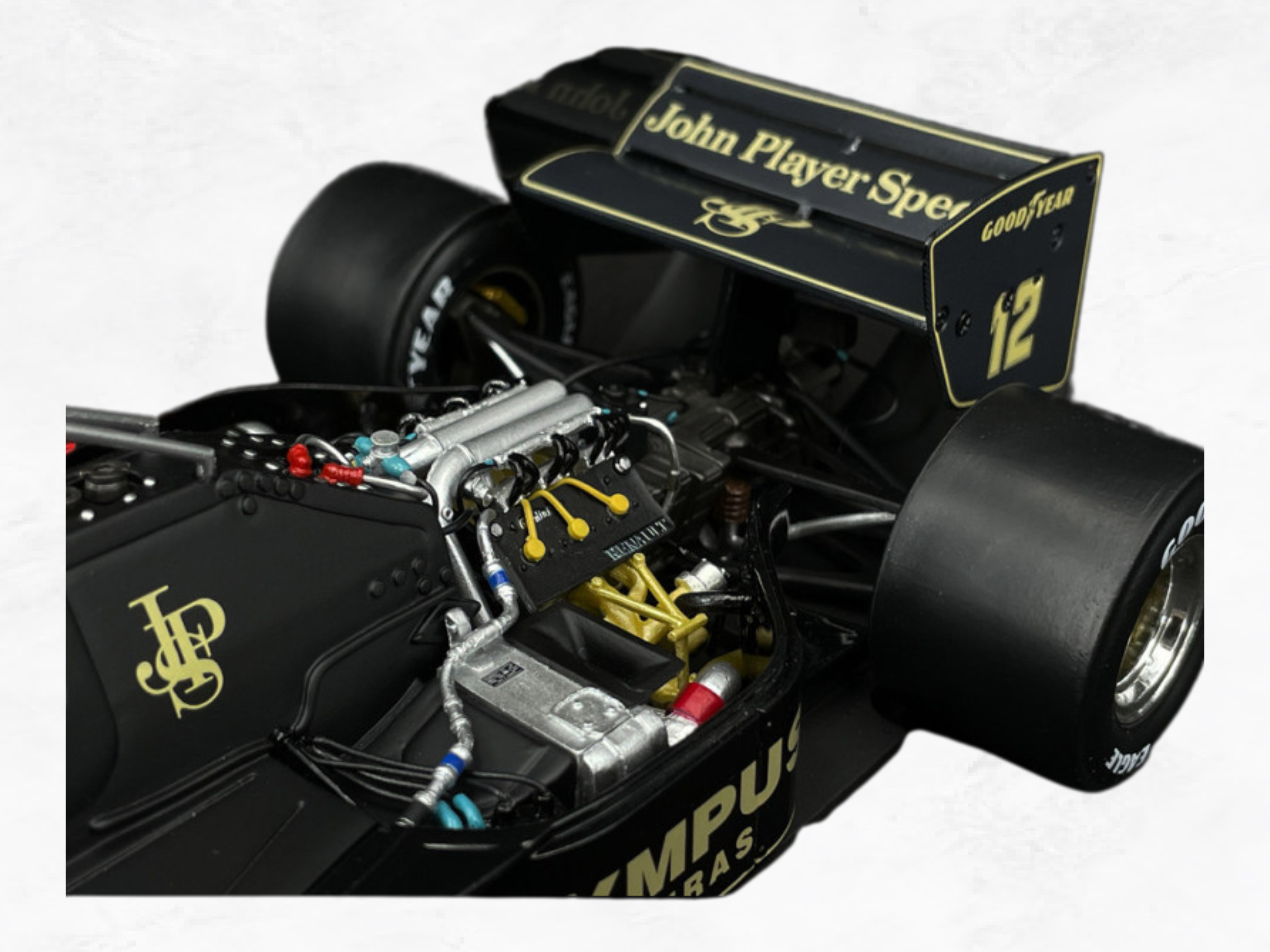 Ayrton Senna Lotus 97T Monaco 1985, 1:18 Scale Model, Black Gold JPS Livery, Opening Hood