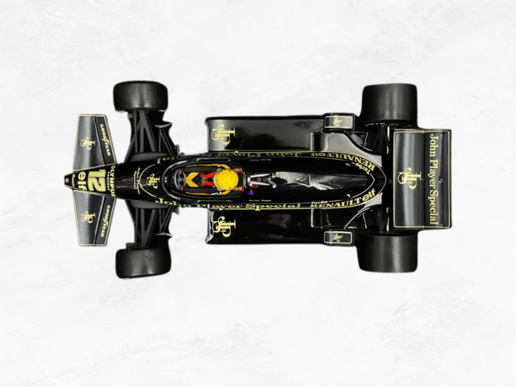Ayrton Senna Lotus 97T Monaco 1985, 1:18 Scale Model, Black Gold JPS Livery, Opening Hood