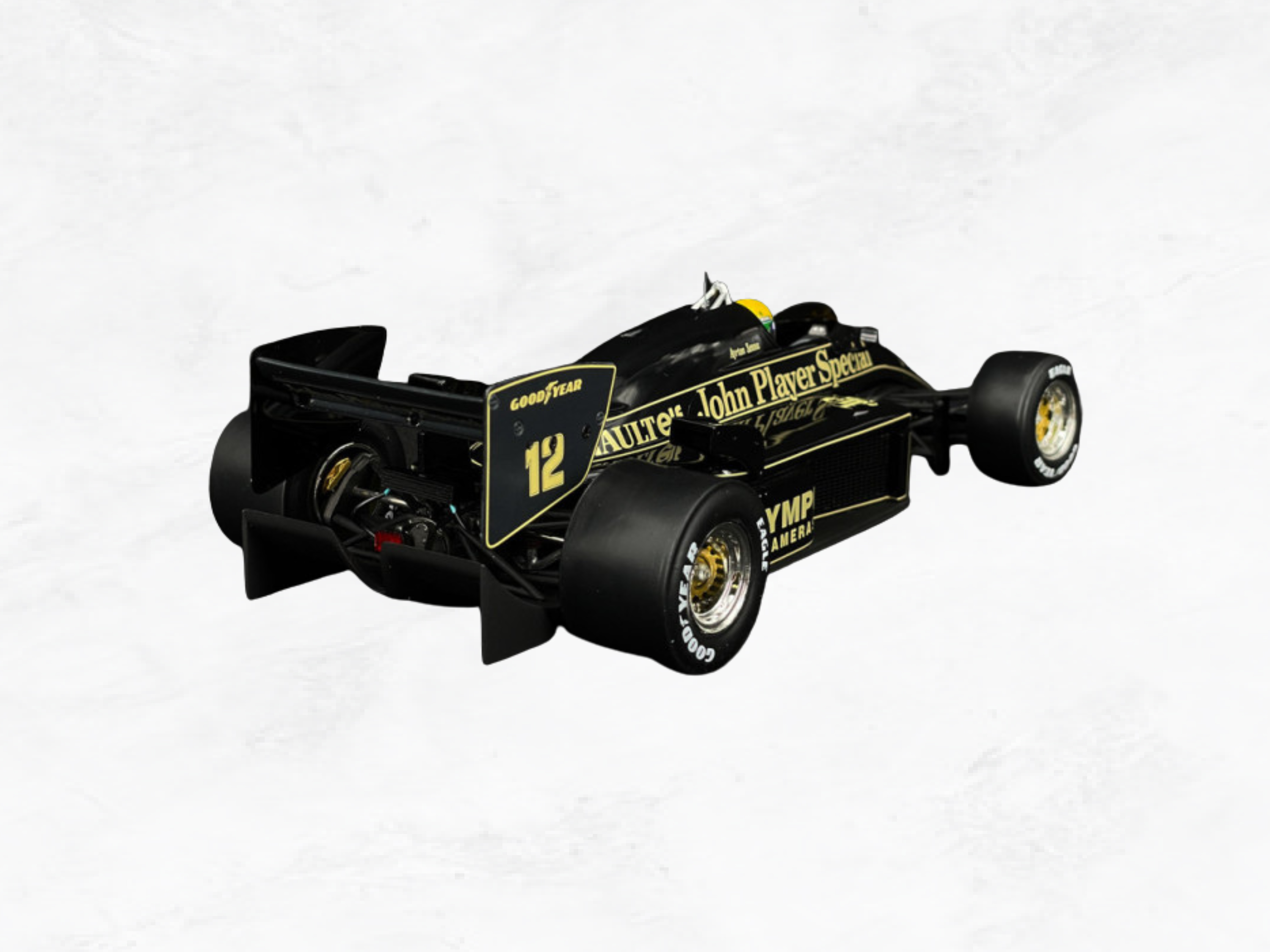Ayrton Senna Lotus 97T Monaco 1985, 1:18 Scale Model, Black Gold JPS Livery, Opening Hood
