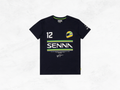 Ayrton Senna T-Shirt No.12 Navy, F1 Legend Signature, Formula 1 Collector Gift