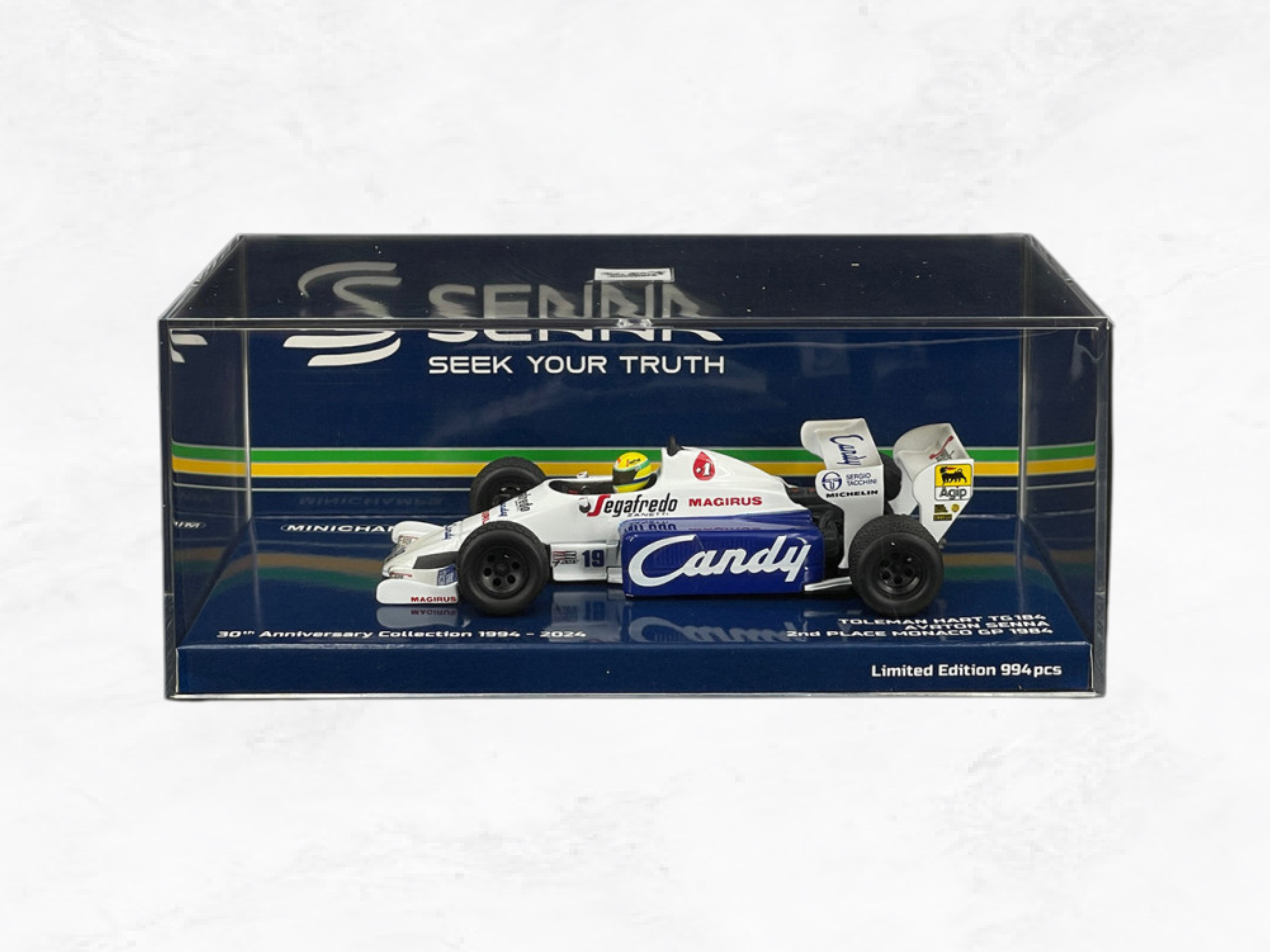 Ayrton Senna Toleman TG184 Monaco 1984, 1:43 Scale Model, Limited Edition 994 Pieces