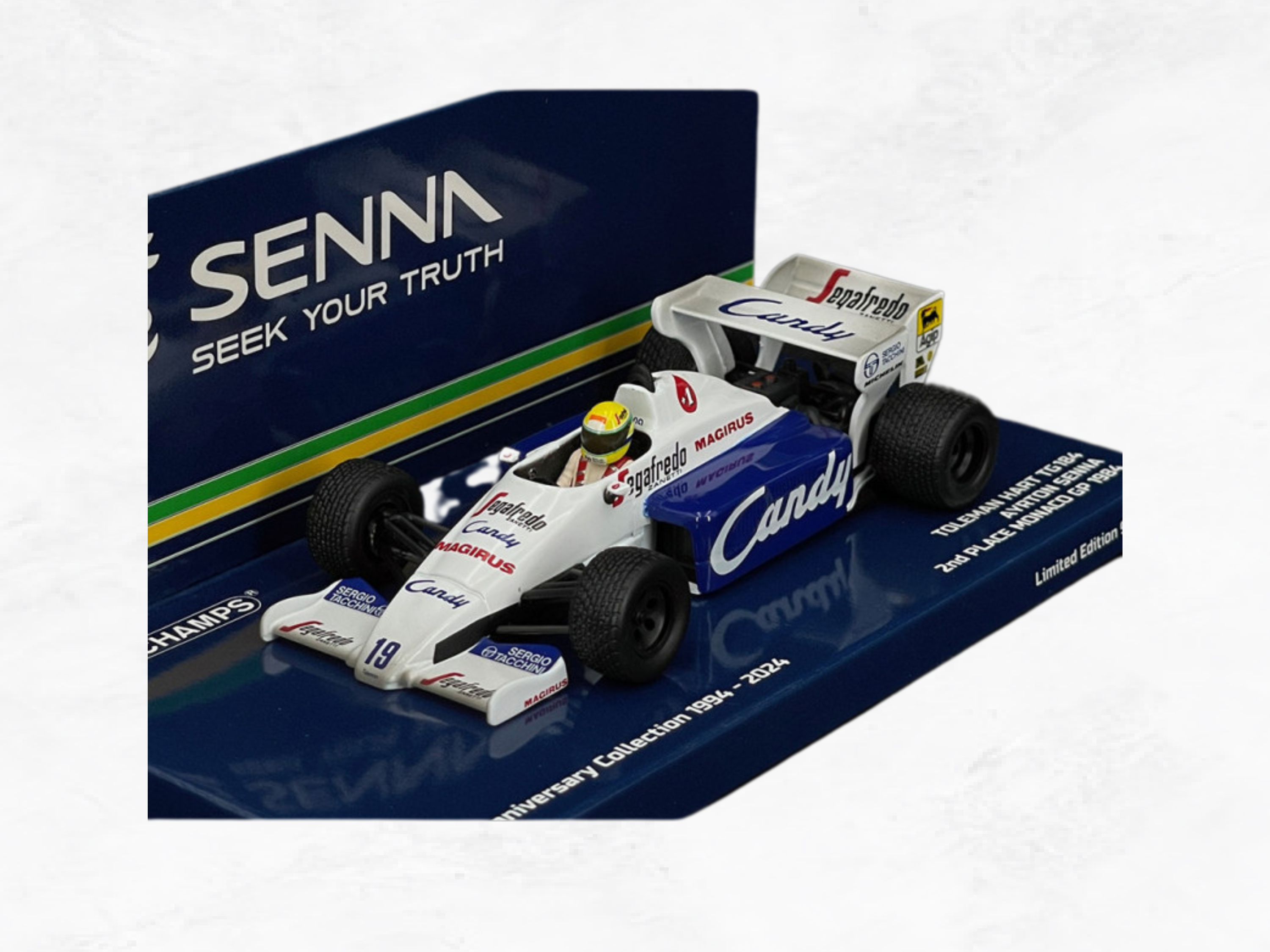 Ayrton Senna Toleman TG184 Monaco 1984, 1:43 Scale Model, Limited Edition 994 Pieces