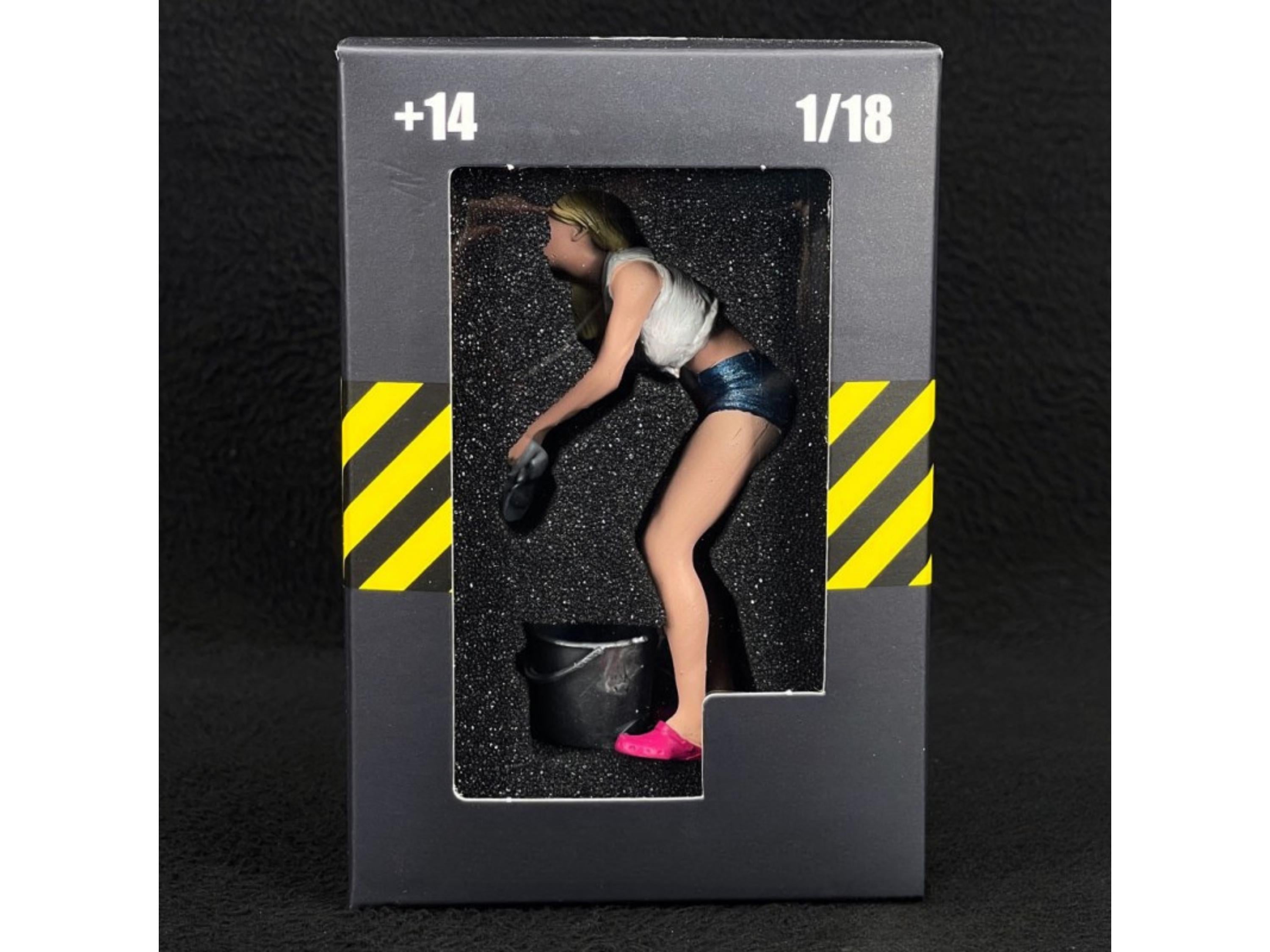 Hand-Painted Resin Car Wash Girl Figurine: 1/18 Scale Diorama