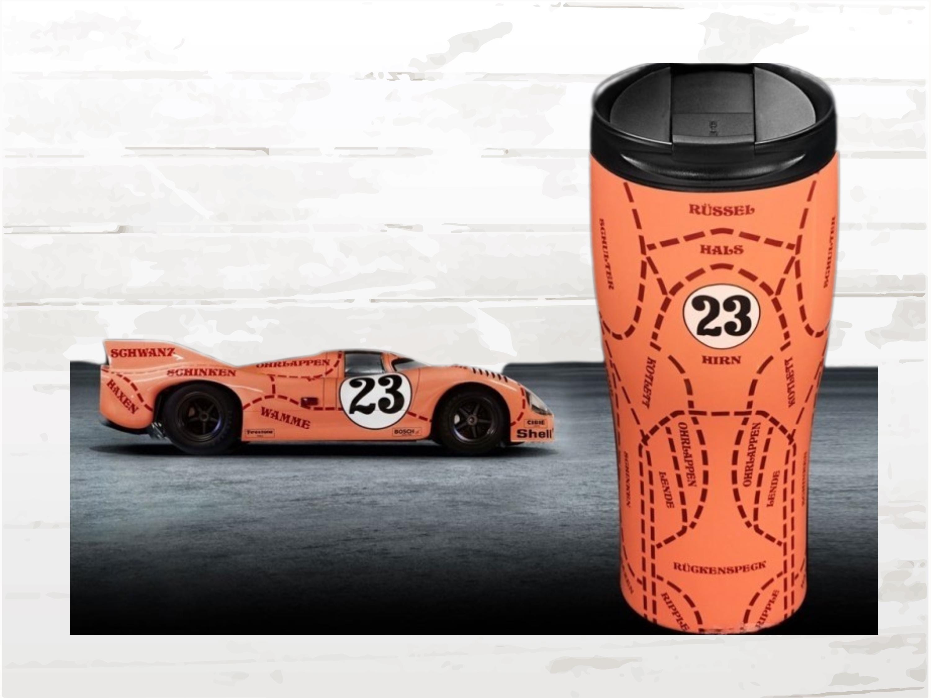 Porsche 917 Pink Pig Thermo Mug: Stainless Steel Collector Gift