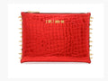 Red Croco Lame Clutch Bag: Vegan Leather with Gold Spikes