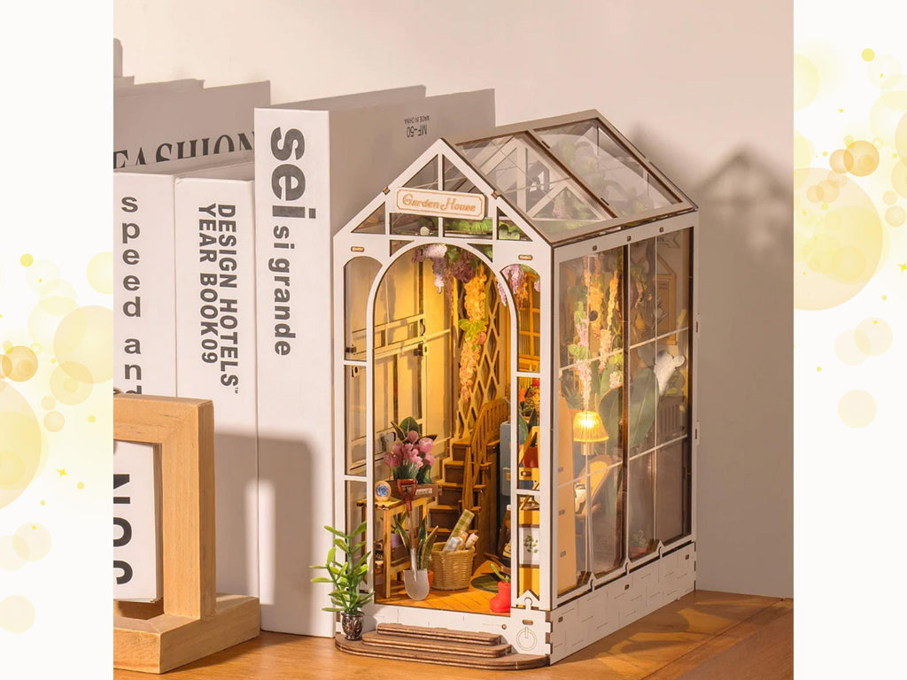 DIY Garden Book Nook Kit: Greenhouse Shelf Insert, French Style Miniature