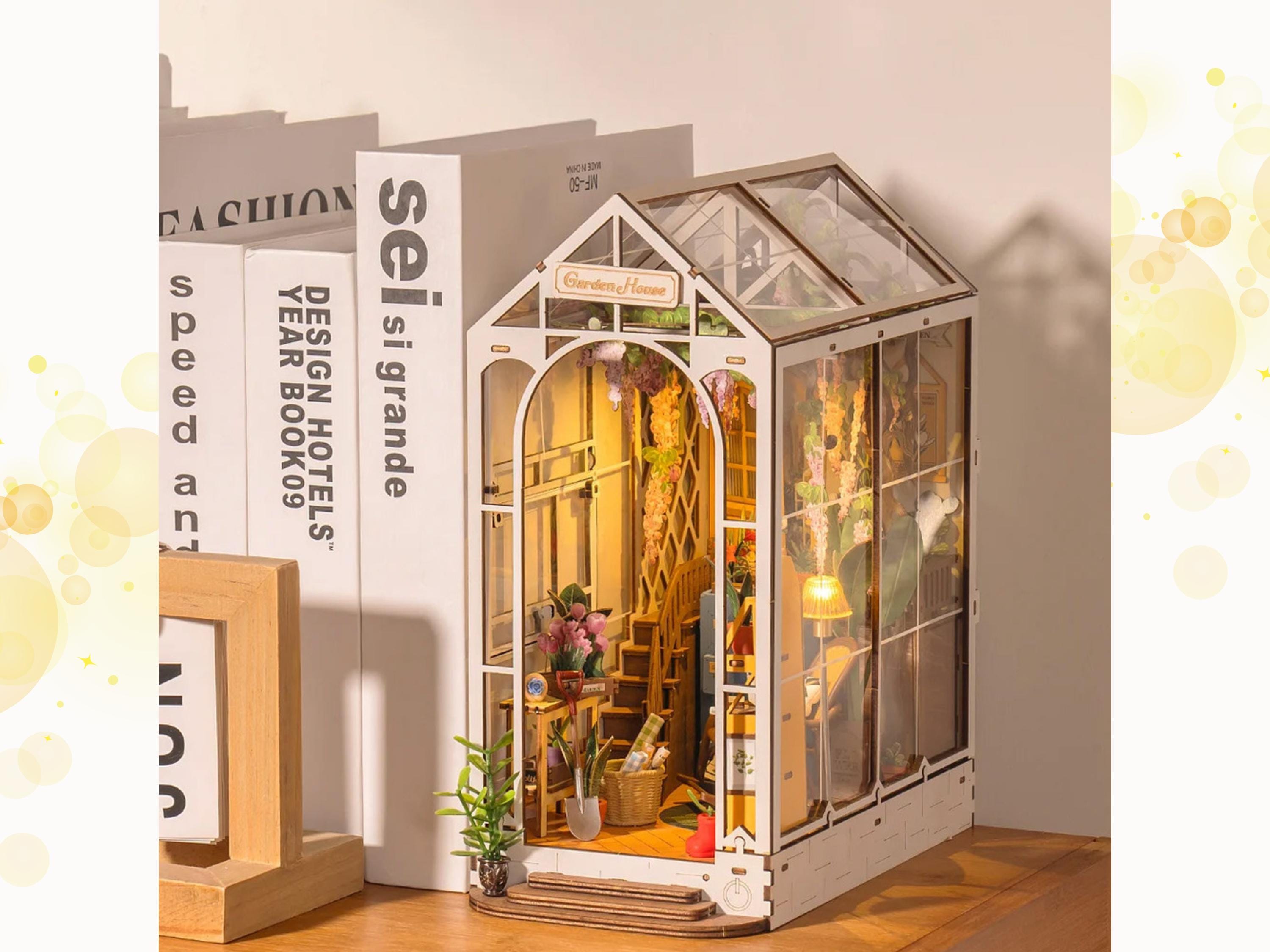 DIY Garden Book Nook Kit: Greenhouse Shelf Insert, French Style Miniature