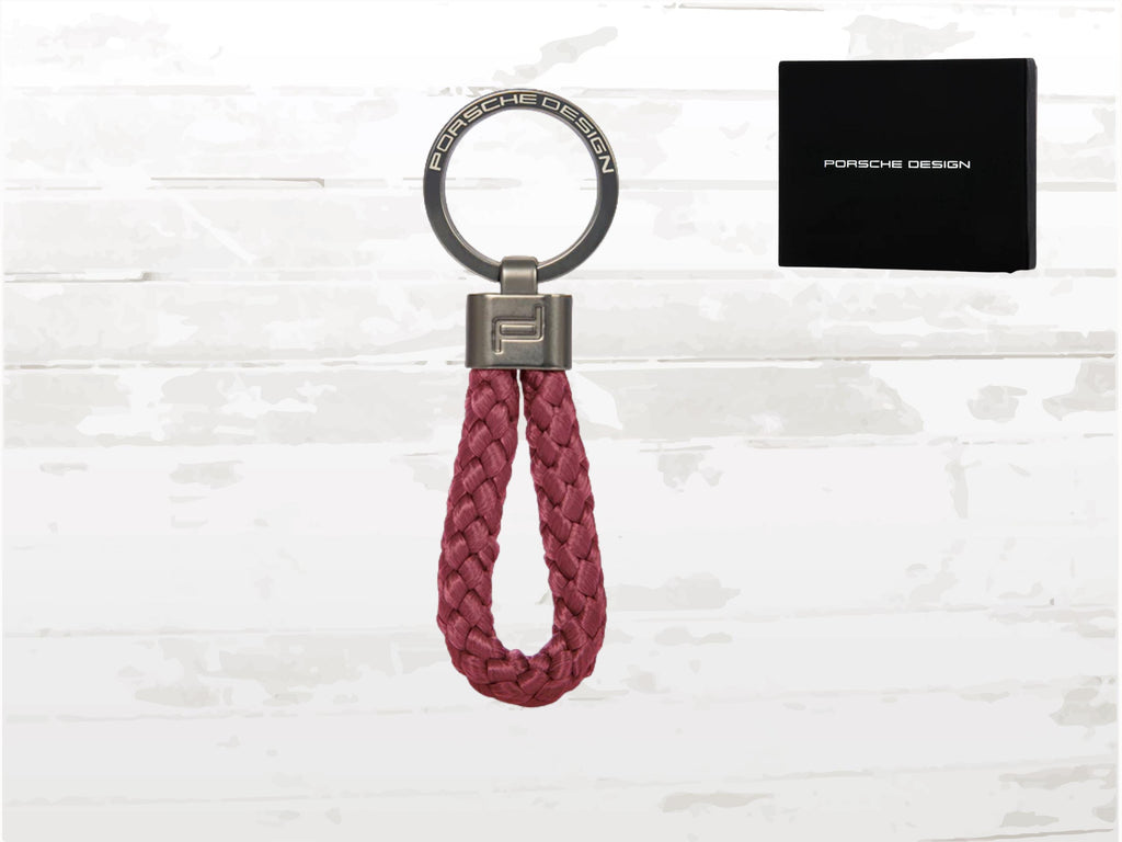 Porsche Design Keyring, Carmine Red Nylon Cord, Gift Box