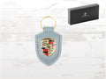 Porsche Blue Leather Keyring | Crest Logo Keychain | luxury gift Car Lovers