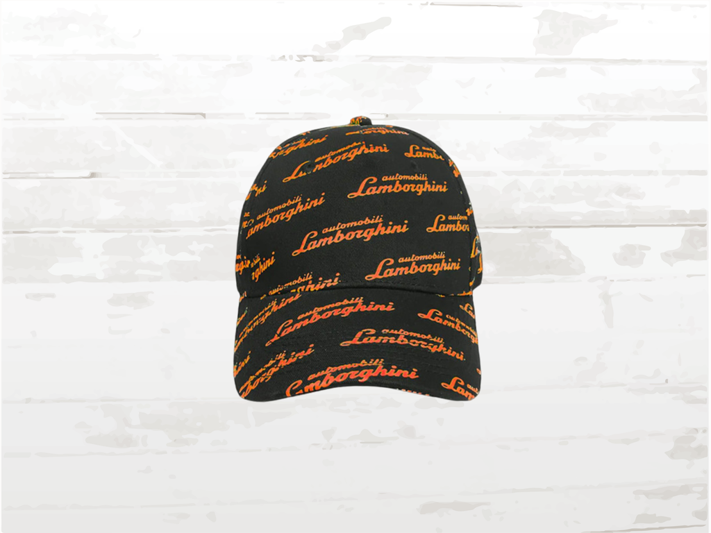 Lamborghini Automobili Cap, Black & Orange, Adjustable Motorsport Hat