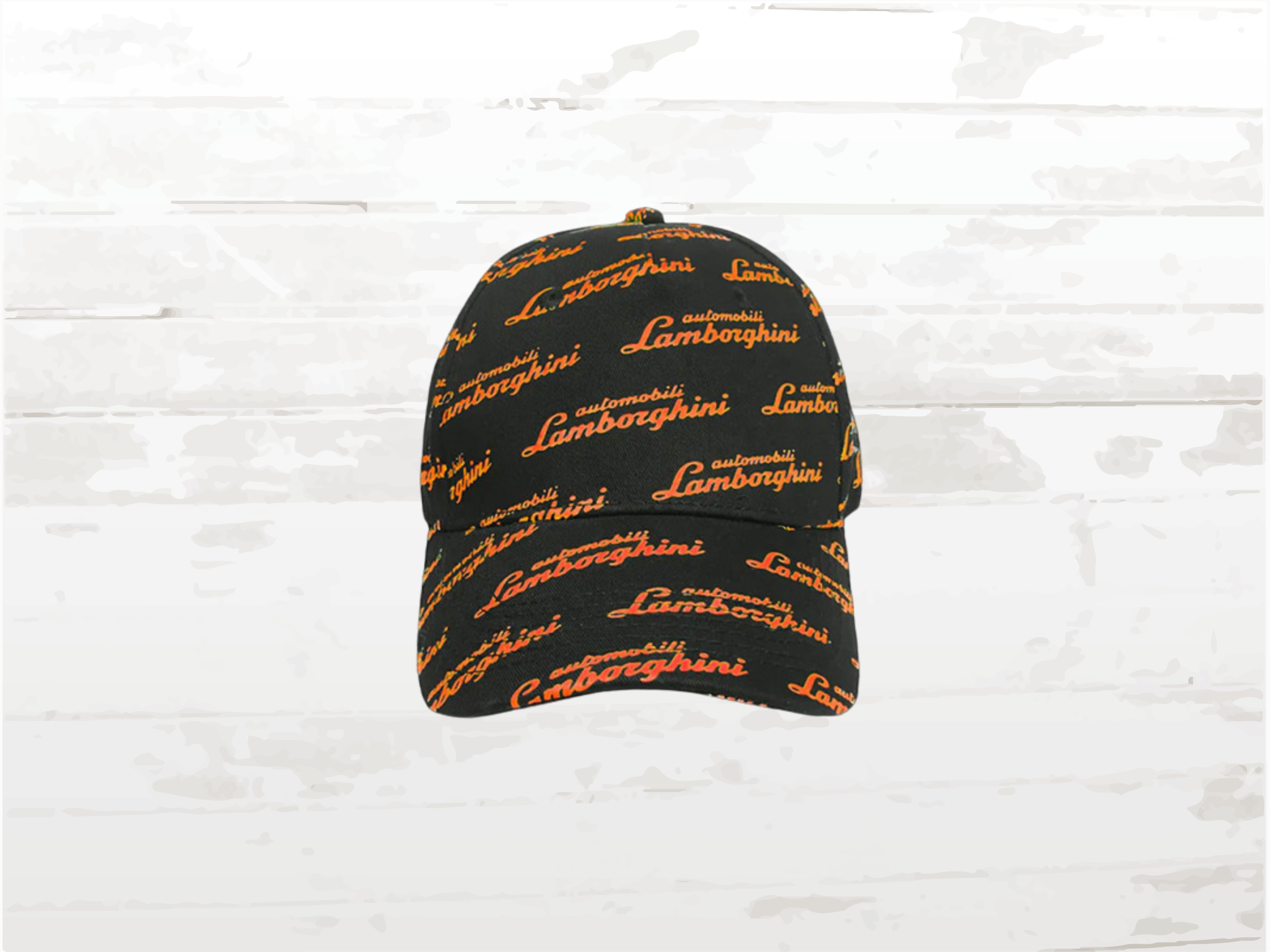 Lamborghini Automobili Cap, Black & Orange, Adjustable Motorsport Hat