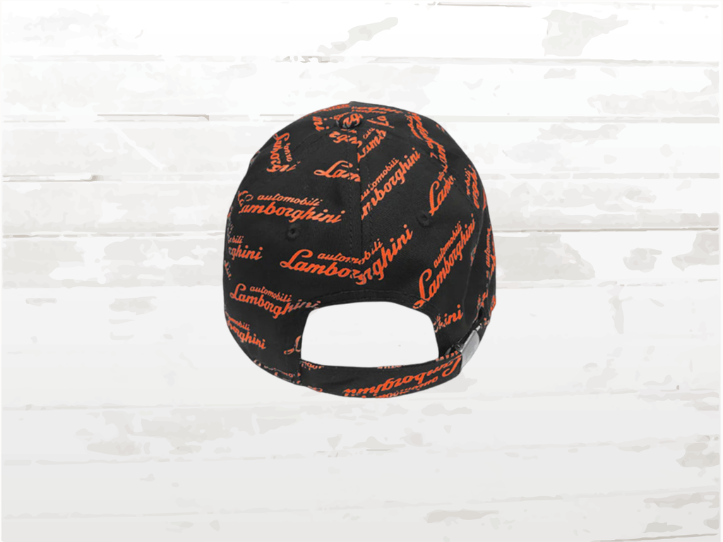 Lamborghini Automobili Cap, Black & Orange, Adjustable Motorsport Hat