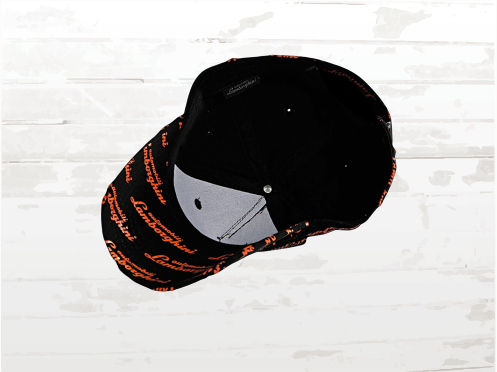 Lamborghini Automobili Cap, Black & Orange, Adjustable Motorsport Hat