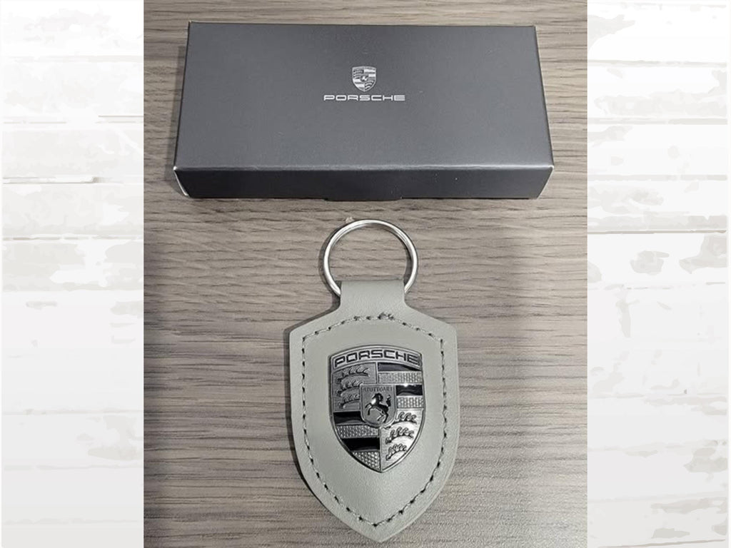 Porsche Turbonite Crest Keyring | Vanadium Grey Leather