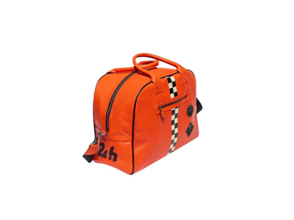 Orange Leather Helmet Bag: 24h Le Mans Travel Bag