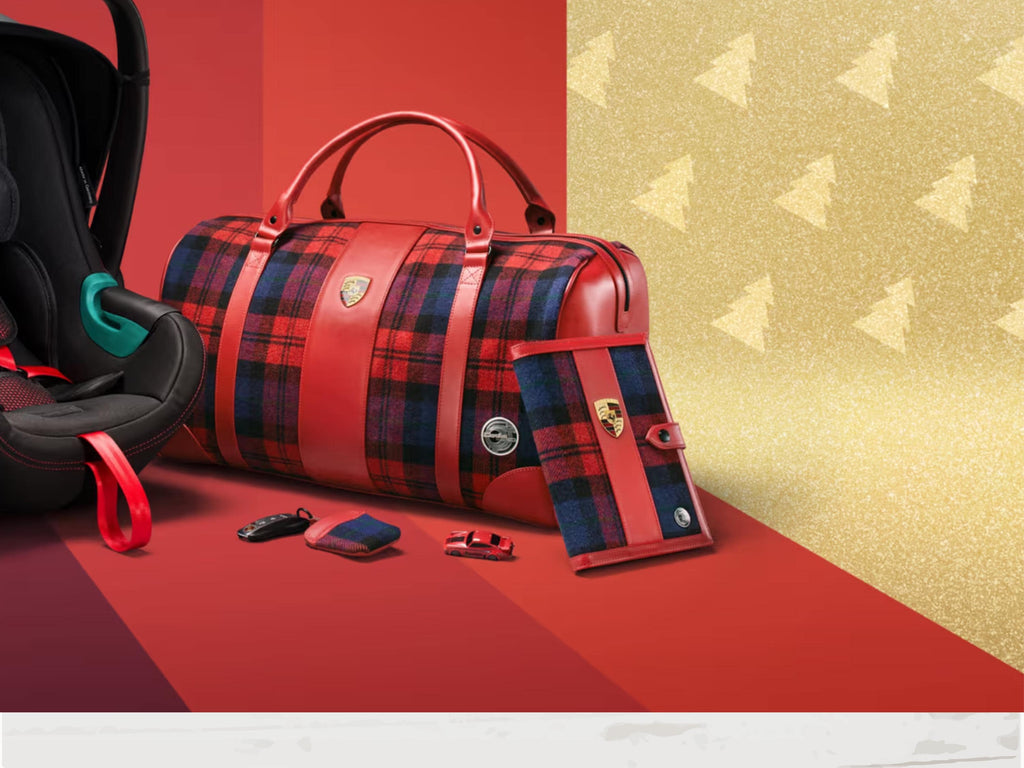 Porsche 50 Years 911 Turbo Registration Case | Limited Edition 930 | Red Leather Wallet with Tartan Design | Christmas Gift for Him or Her