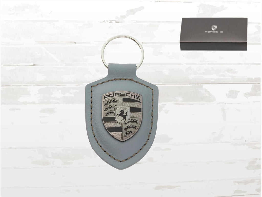 Porsche Turbonite Crest Keyring | Vanadium Grey Leather