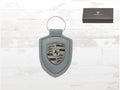 Porsche Turbonite Crest Keyring | Vanadium Grey Leather